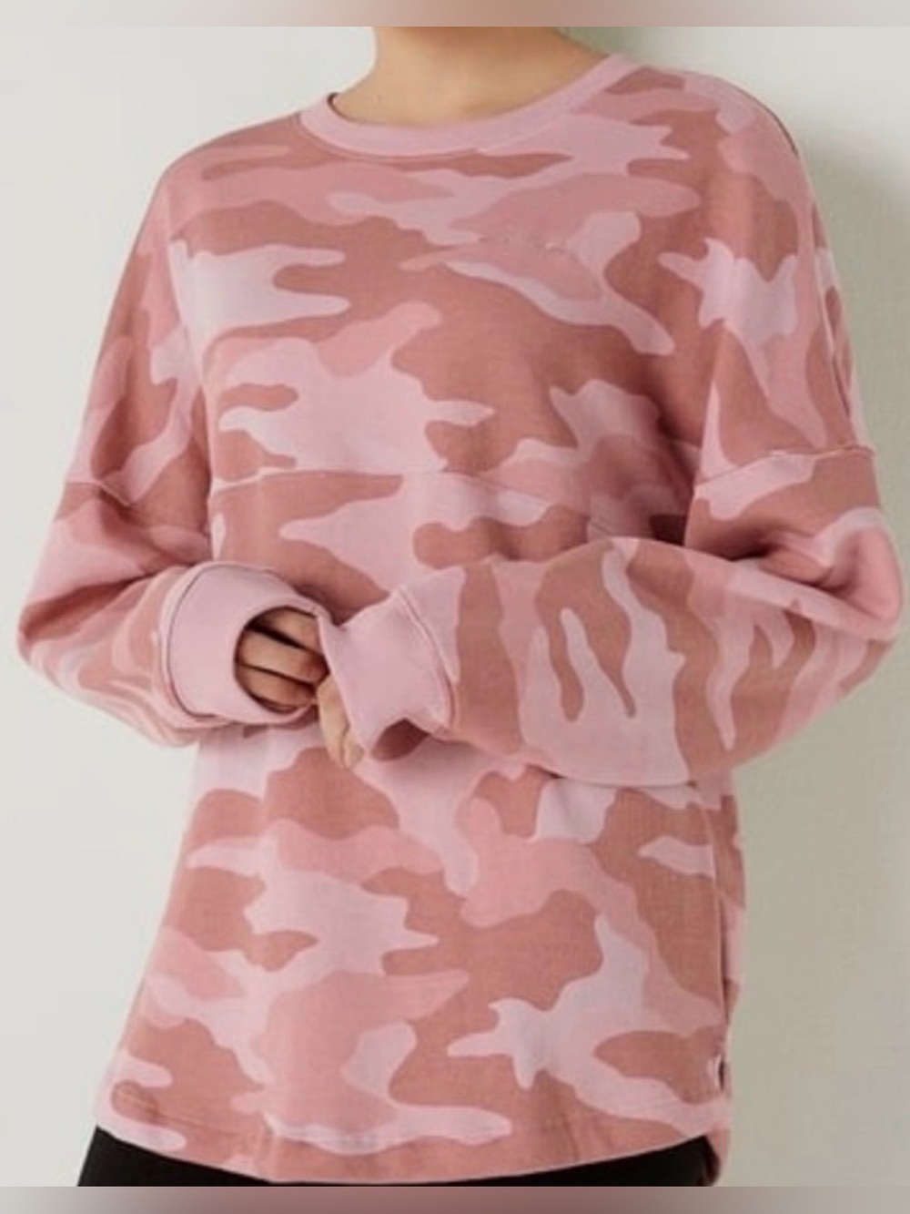 Victoria's Secret PINK Varsity Crew Sweatshirt Pink camo light preppy Y2K tunic